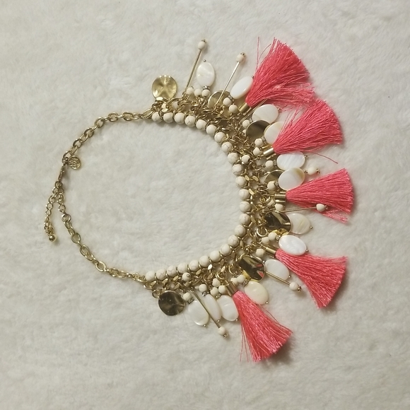Lilly Pulitzer Tassel Statement Beaded Rhinestone Necklace
